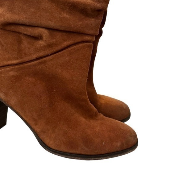 Free People Tennison Tan‎ Brown Suede Slouchy Block Heel Knee Boots Size 9 - Picture 9 of 16
